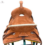 Western Youth Child Genuine Leather Saddle Hard Seat Saddle with Serpentine Tooled! Black Laces, Premium Quality Genuine Leather Saddle Newenglandtack