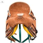 Western Youth Child Genuine Leather Saddle Hard Seat Saddle with Serpentine Tooled! Black Laces, Premium Quality Genuine Leather Saddle Newenglandtack