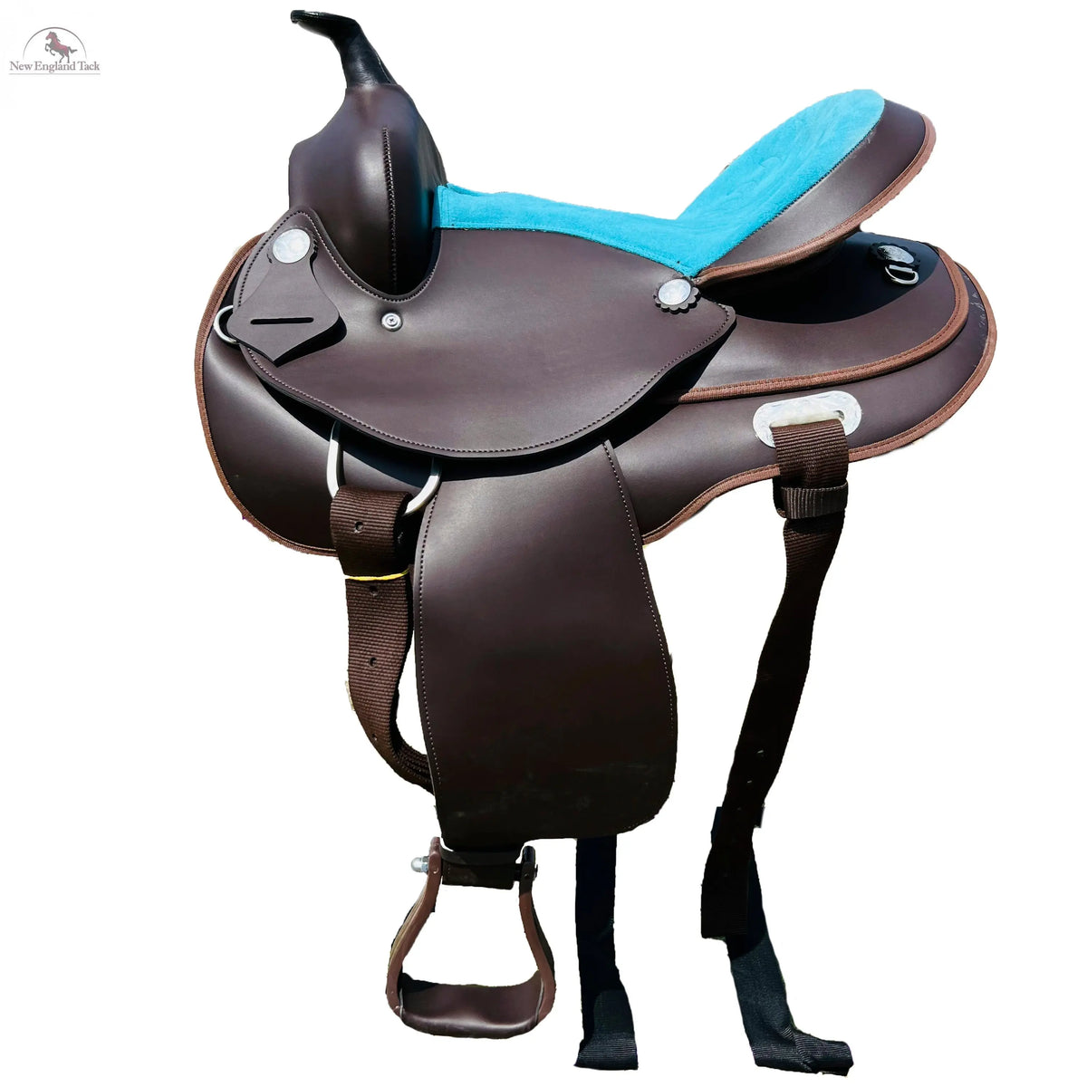 Western trail Horse Synthetic Round Skirt Leather Pleasure Saddle NewEngland Tack