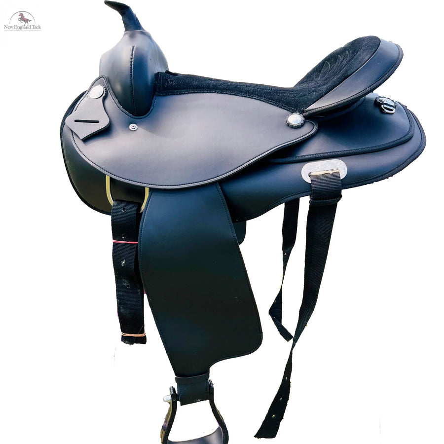 Western trail Horse Synthetic Round Skirt Leather Pleasure Saddle NewEngland Tack