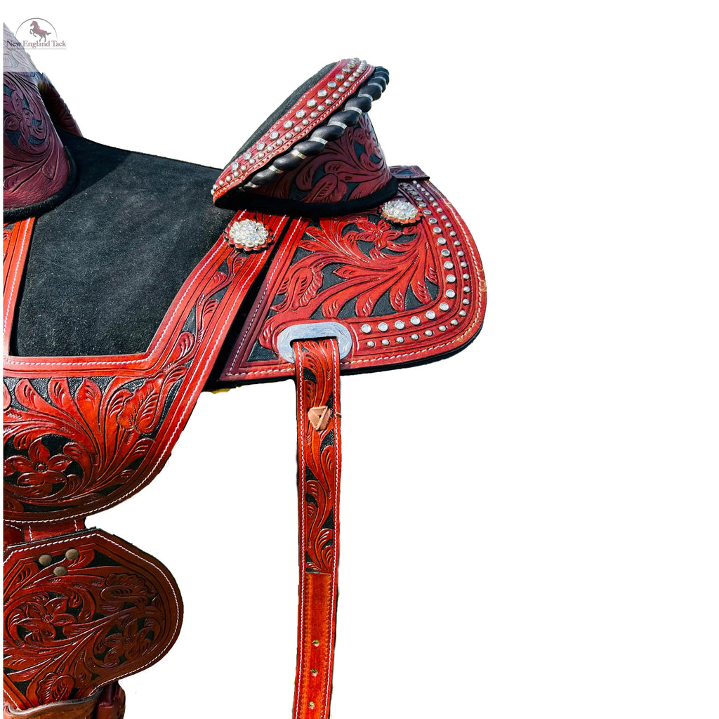 Youth/ Adults Western Pleasure Trail Treeless Leather Horse Saddle Rawhide Cantle NewEngland Tack