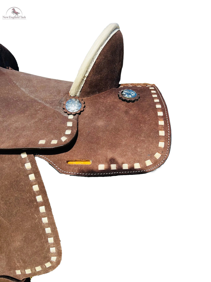Youth Rough Out Hard Seat Western Ranch Saddle With White Buckstitching Newenglandtack