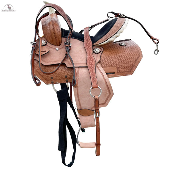 Youth Western Horse Barrel Saddle - 10"12"13" - Basket Weave with Rawhide Cantle NewEngland Tack
