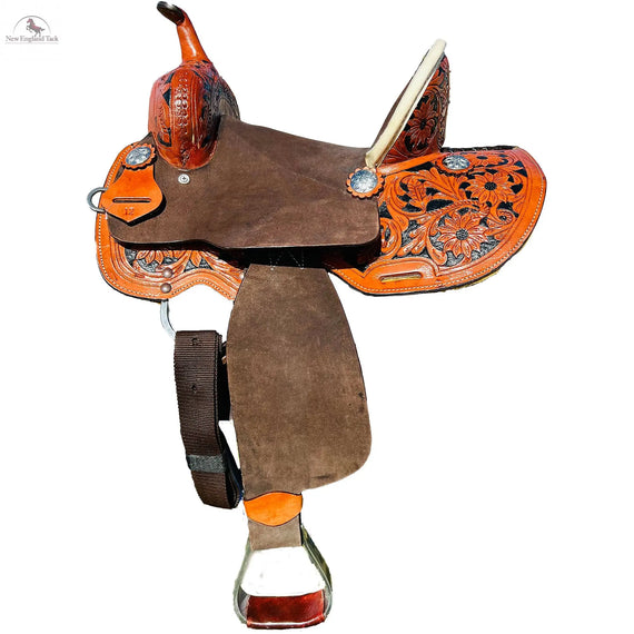 Youth Western Horse Barrel Saddle Leather 10" 12" 13", Rawhide Cantle, Available In Both FQHB and SQHB, Perfect Gifts For Kids, Fiber Glass NewEngland Tack