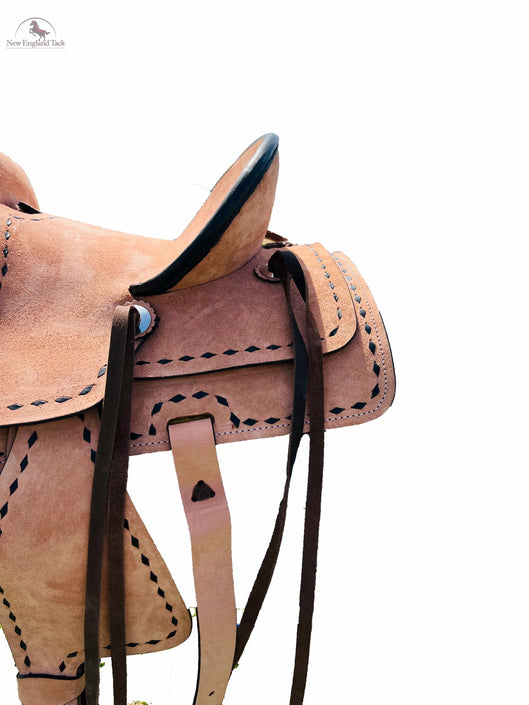 Resistance Youth Ranch Style Roughout Hard Seat Western Saddle Double Skirt NewEngland Tack