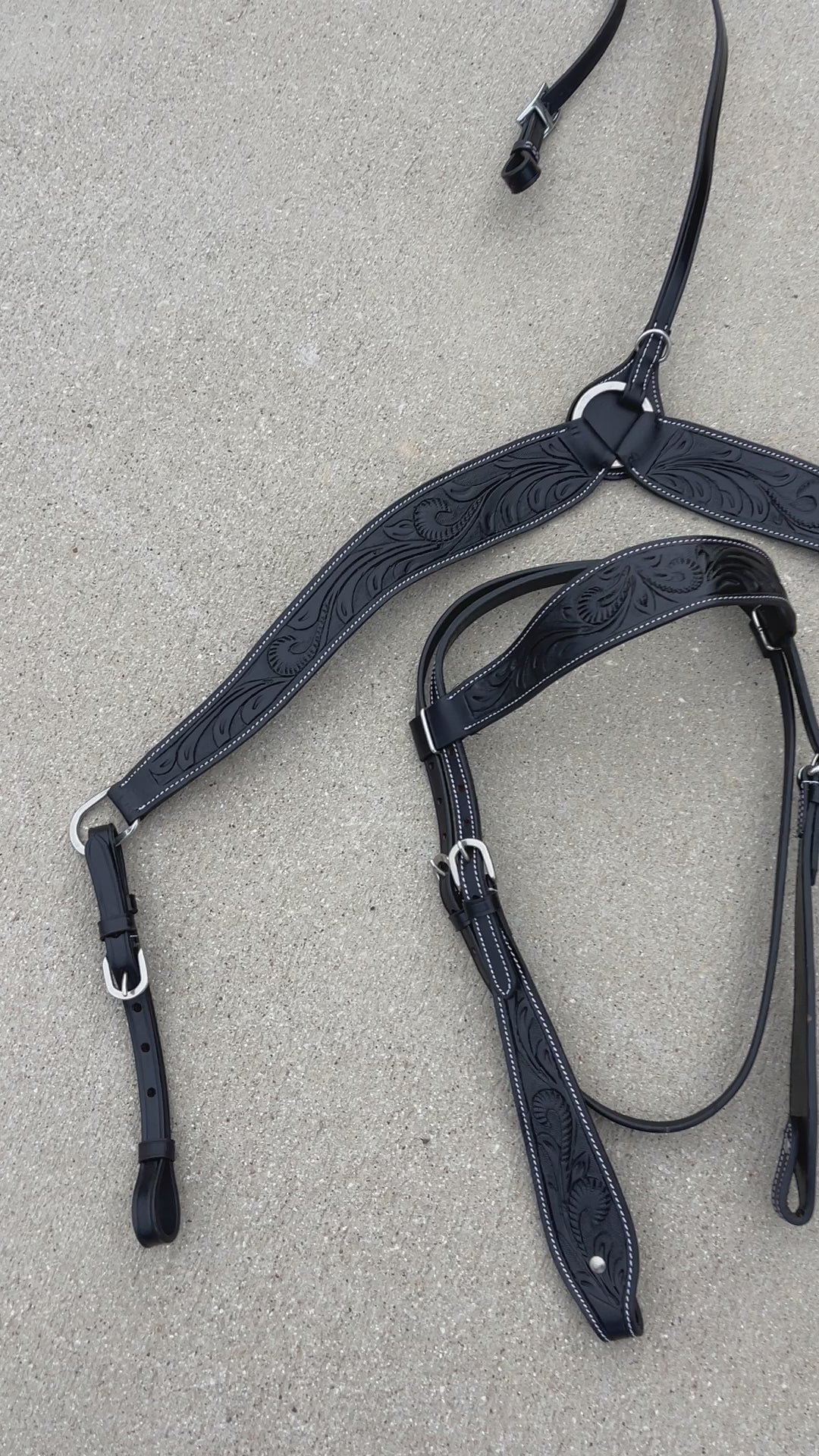 Headstall and Breast Collar Set Black- Argentinian Leather