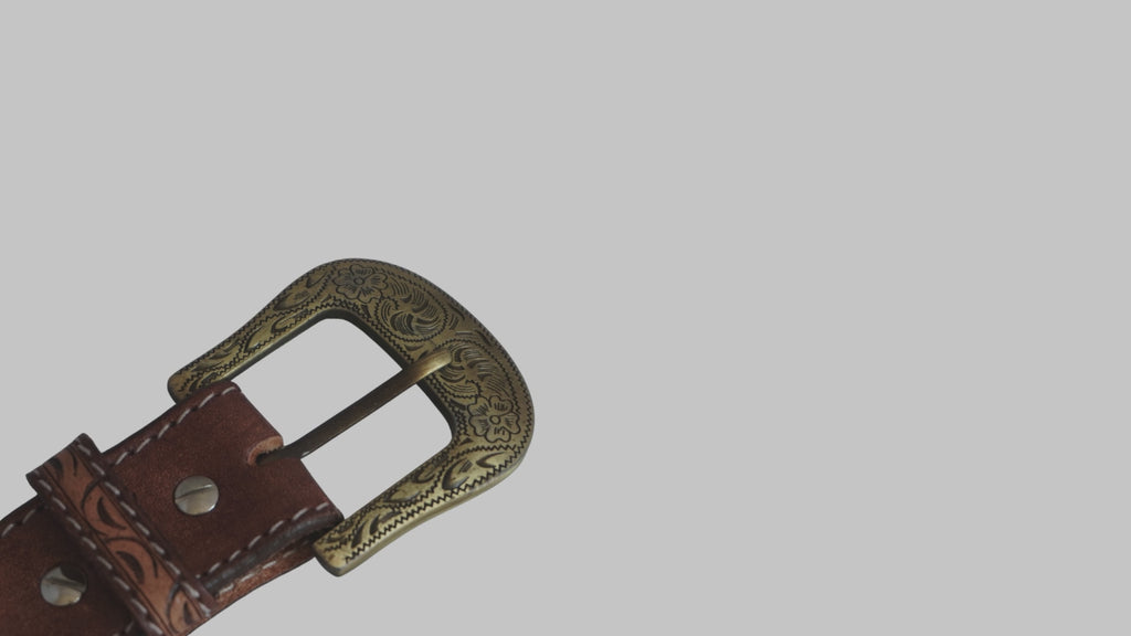 Resistance Premium Western Cowgirl Cowboy Floral Tooled  Argentinian Leather Belt