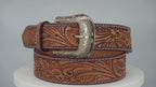 Resistance Premium Western Cowgirl Cowboy Floral Tooled  Argentinian Leather Belt