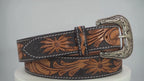 Resistance Western Cowgirl Cowboy Floral Tooled  Argentinian Leather Belt