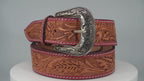 Resistance Premium Western Cowgirl Cowboy Floral Tooled  Argentinian Leather Belt